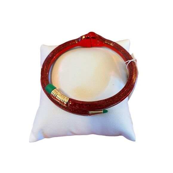 Betsey Johnson Sparkly Red & Green Pencil Hinged Bracelet. Adorable! - Picture 10 of 10